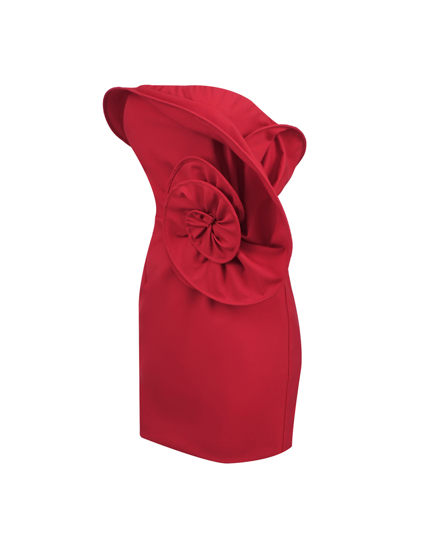 Yenphan Sculptural Rose Mini Dress In Red