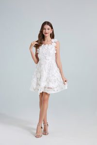 Ruel Sleeveless Flower Embroidered Mini Dress
