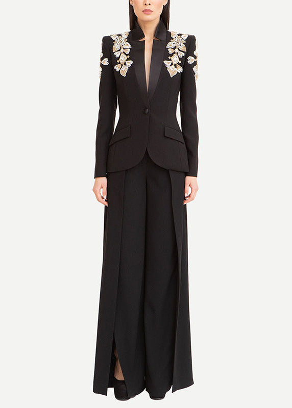 Necalli Crystal Shoulders Suit In Black