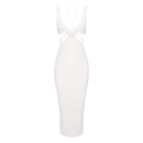 Zuelia Halter Neck Cutout Floral Maxi Dress In White