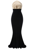 Baelis Strapless Mermaid Maxi Velvet Dress In Black