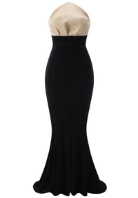 Baelis Strapless Mermaid Maxi Velvet Dress In Black