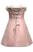 Agnieszka Strapless Floral Corset A Line Mini Dress In Pink