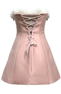 Agnieszka Strapless Floral Corset A Line Mini Dress In Pink