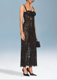 Nexory Strappy Lace Backless Maxi Dress