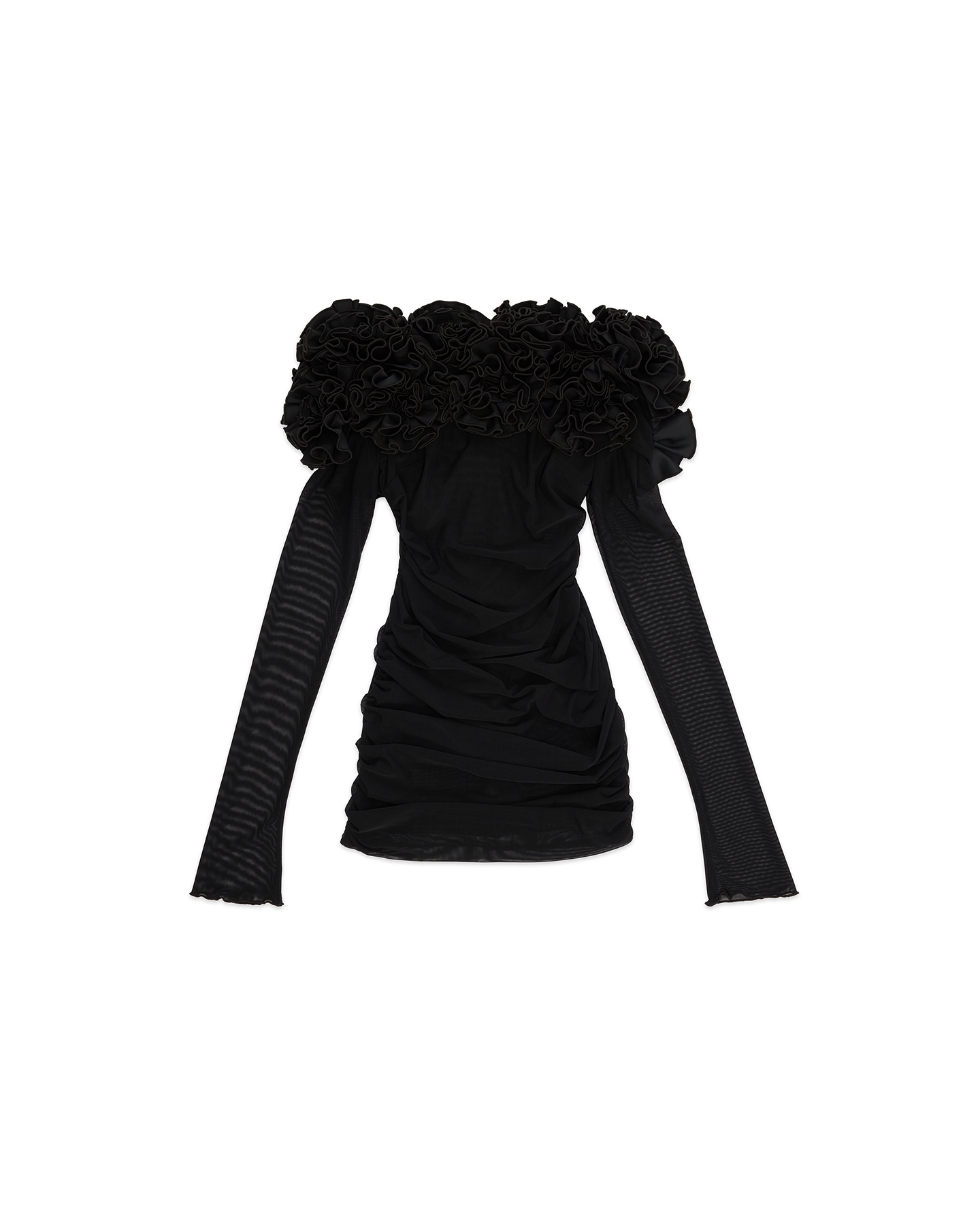 Arnau Long Sleeve Tulle Floral Dress In Black