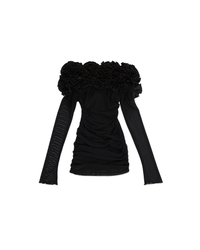 Arnau Long Sleeve Tulle Floral Dress In Black