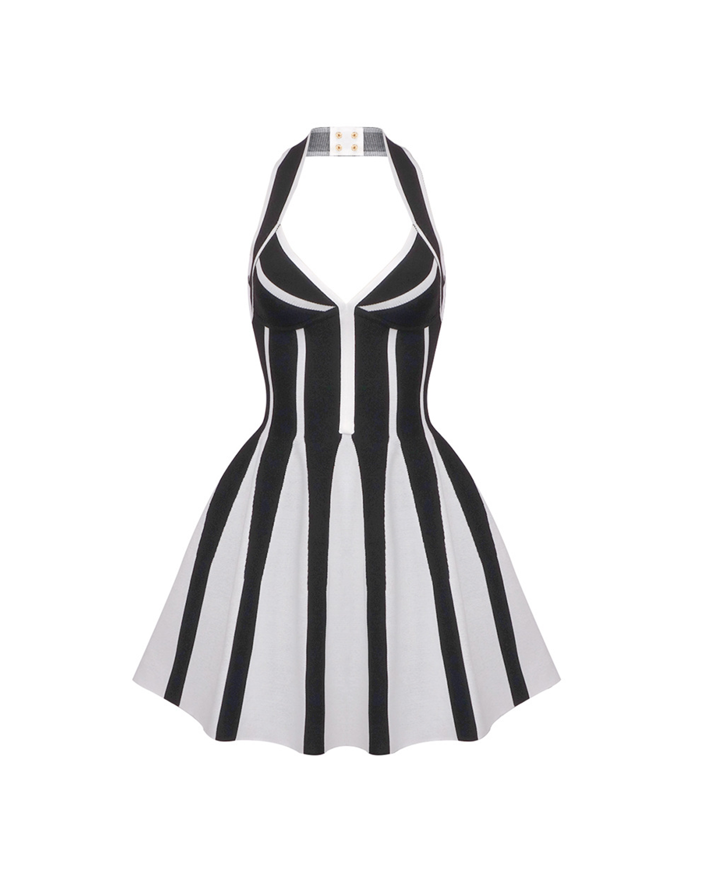 Santos Halterneck Knitted Striped Mini Dress