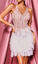 Vivien Feather Sequin Cocktail Mini Dress