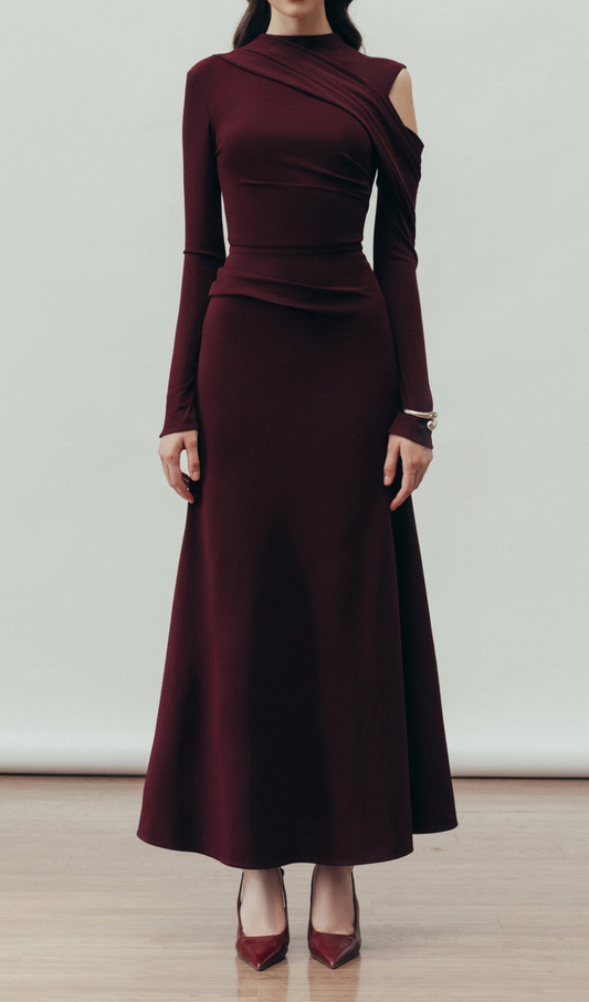 Cinzia Draped Maxi Dress In Blackberry