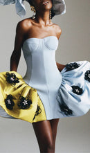 ARENDA FLOWER MINI BANDAGE DRESS-Fashionslee