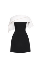 Grisha Asymmetrical Shoulder Pleat Mini Dress In Black