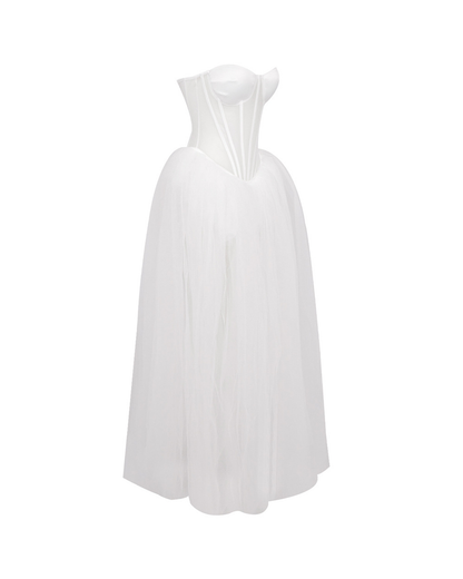 Keats Strapless Maxi Dress In White