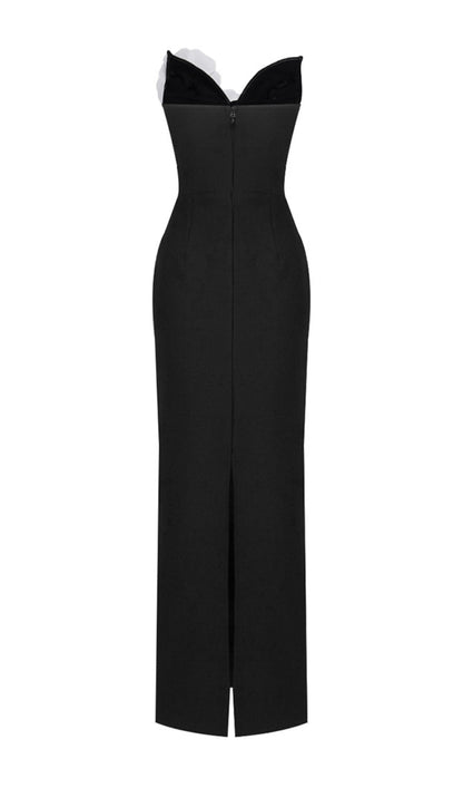 Ariza Flower Bandage Maxi Dress In Black