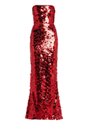 Didina Strapless Sequin Maxi Dress In Red