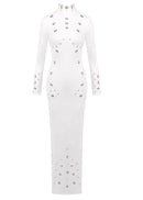 Brythis Long Sleeved Studded Maxi Dress In White