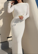 Fares Long Sleeve Backless Maxi Dress In White