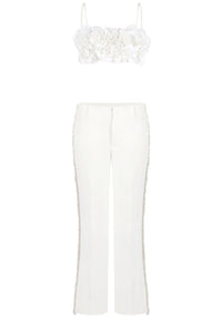 Asterra Floral Detail Two Piece Jumpsuit In White