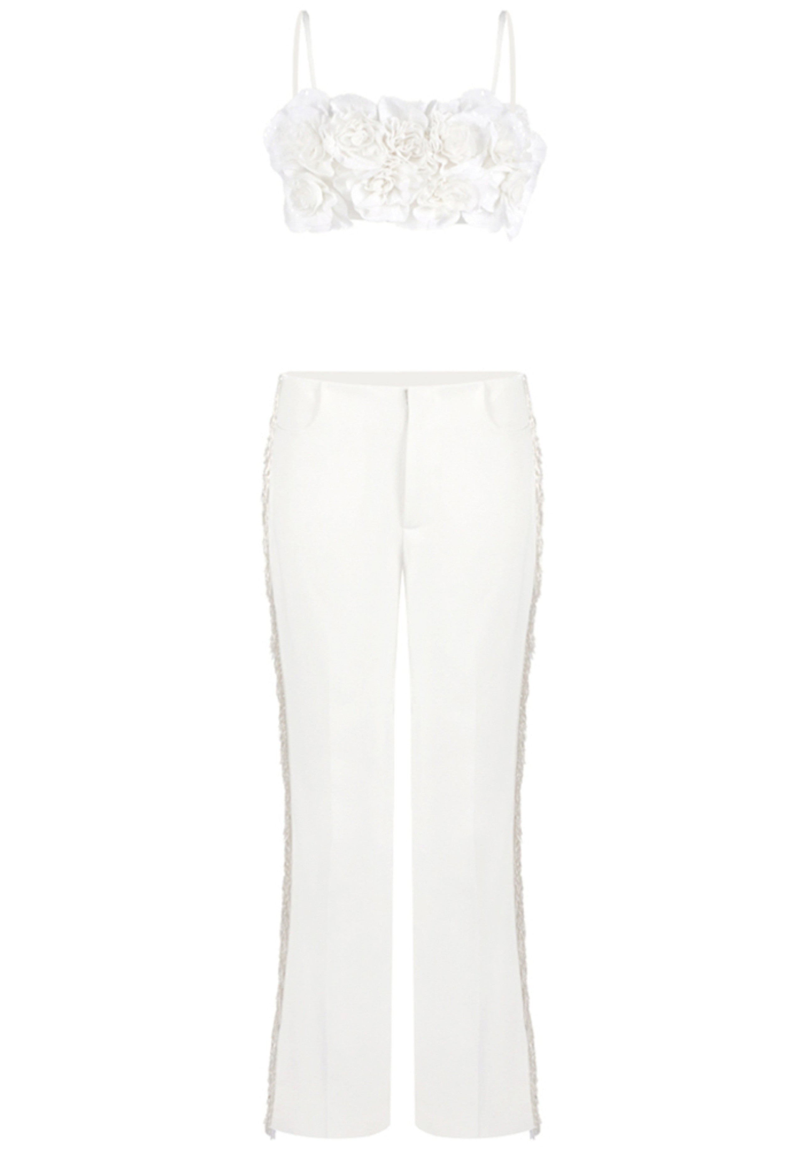 Asterra Floral Detail Two Piece Jumpsuit In White