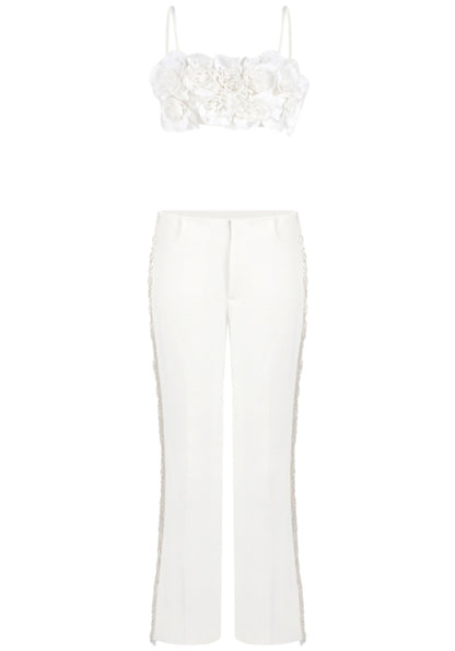 Asterra Floral Detail Two Piece Jumpsuit In White