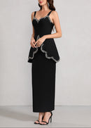 Cynosure Crystal Trim Peplum Maxi Dress In Black