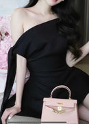 Zyxaris Asymmetric One Shoulder Flare Mini Dress In White