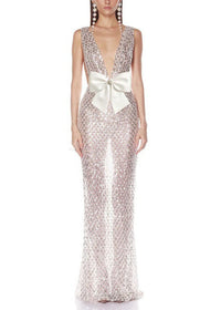 Hemira Bow Detail Sequin Maxi Dress