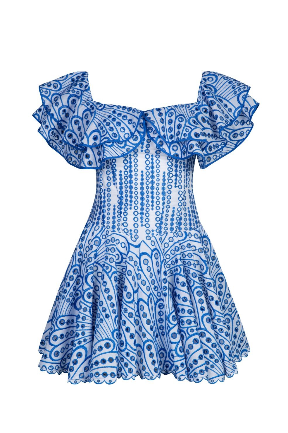 Ember Ruffle Cutout Mini Dress In Blue