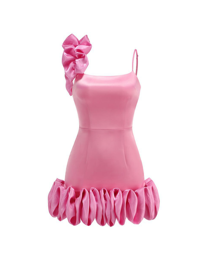 Didier Flower Trim Strap Mini Dress In Pink