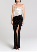 Velthris Strapless Sequin Velvet Maxi Dress