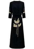 Fiona Floral Detail Two Piece Maxi Dress In Black