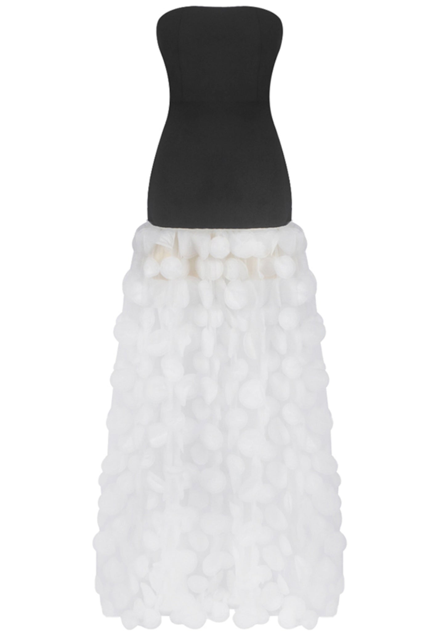 Benicio Strapless A Line Maxi Dress In Black White