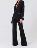 Kalena Long Sleeve Floral Detail Suit In Black