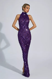 Cate Purple Diamond Maxi Dress