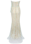 Jarrah Strapless Floral Sequin Maxi Dress In Green