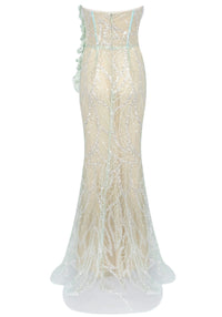 Jarrah Strapless Floral Sequin Maxi Dress In Green