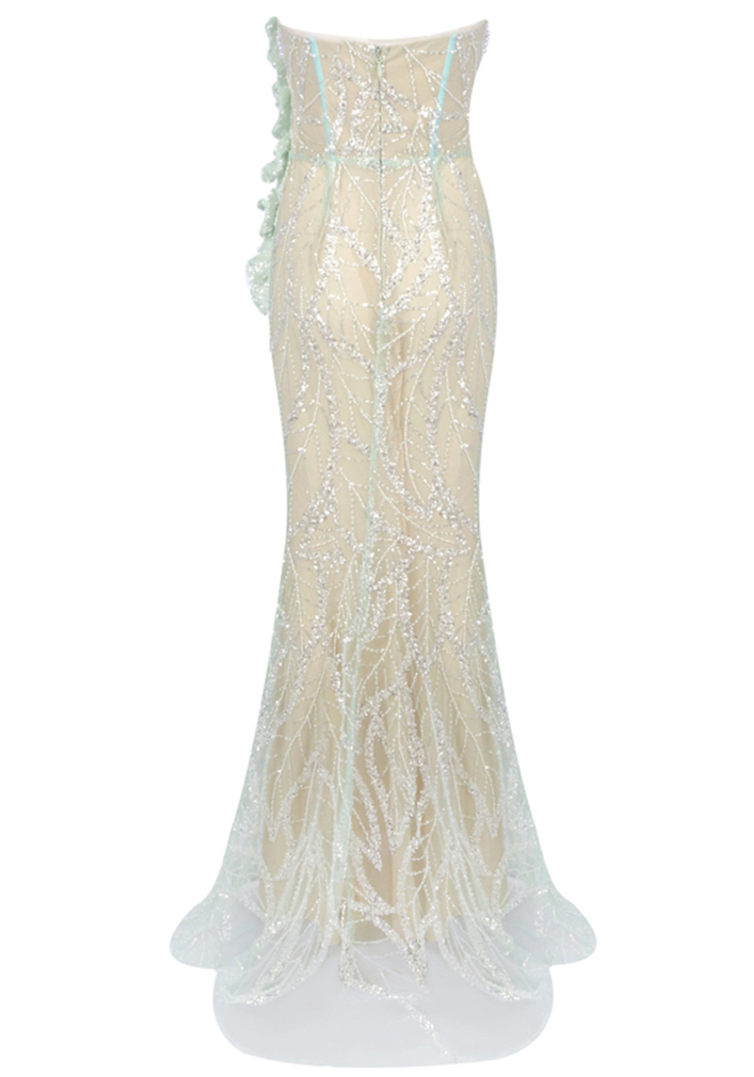 Jarrah Strapless Floral Sequin Maxi Dress In Green