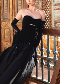 Allayna Strapless Ball Maxi Dress In Black