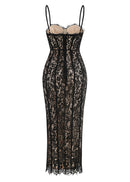 Nexory Strappy Lace Backless Maxi Dress