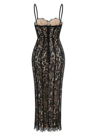 Nexory Strappy Lace Backless Maxi Dress