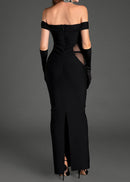 Hitka Halter Diamond Bodycon Dress With Gloves