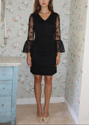 Mavrixa Lace Long Sleeve Mini Dress In Black