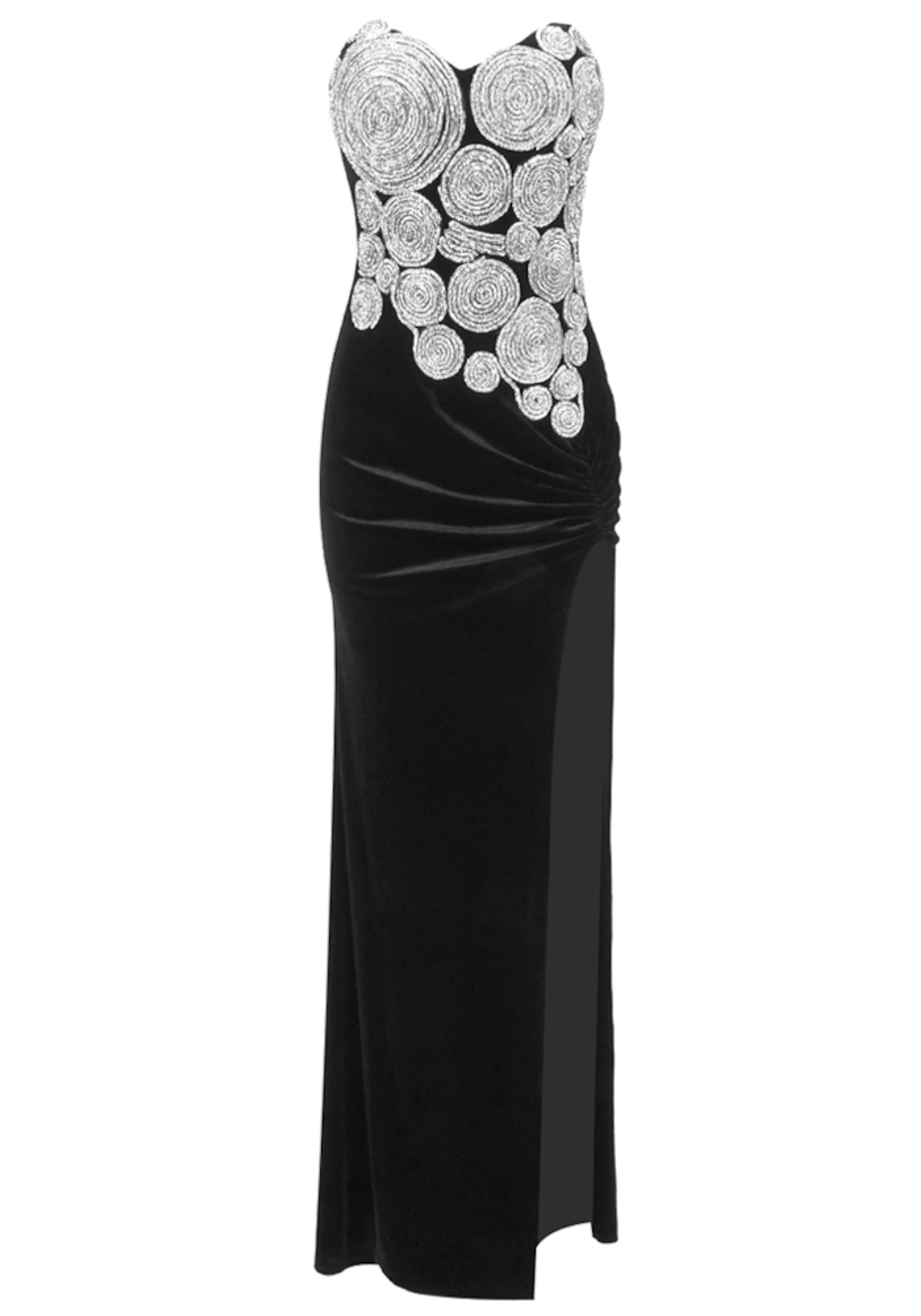 Marius Strapless Crystal Spiral Maxi Velvet Dress In Black