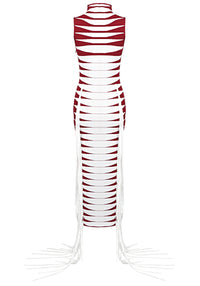 Elyxir Tassel Maxi Dress In White Red