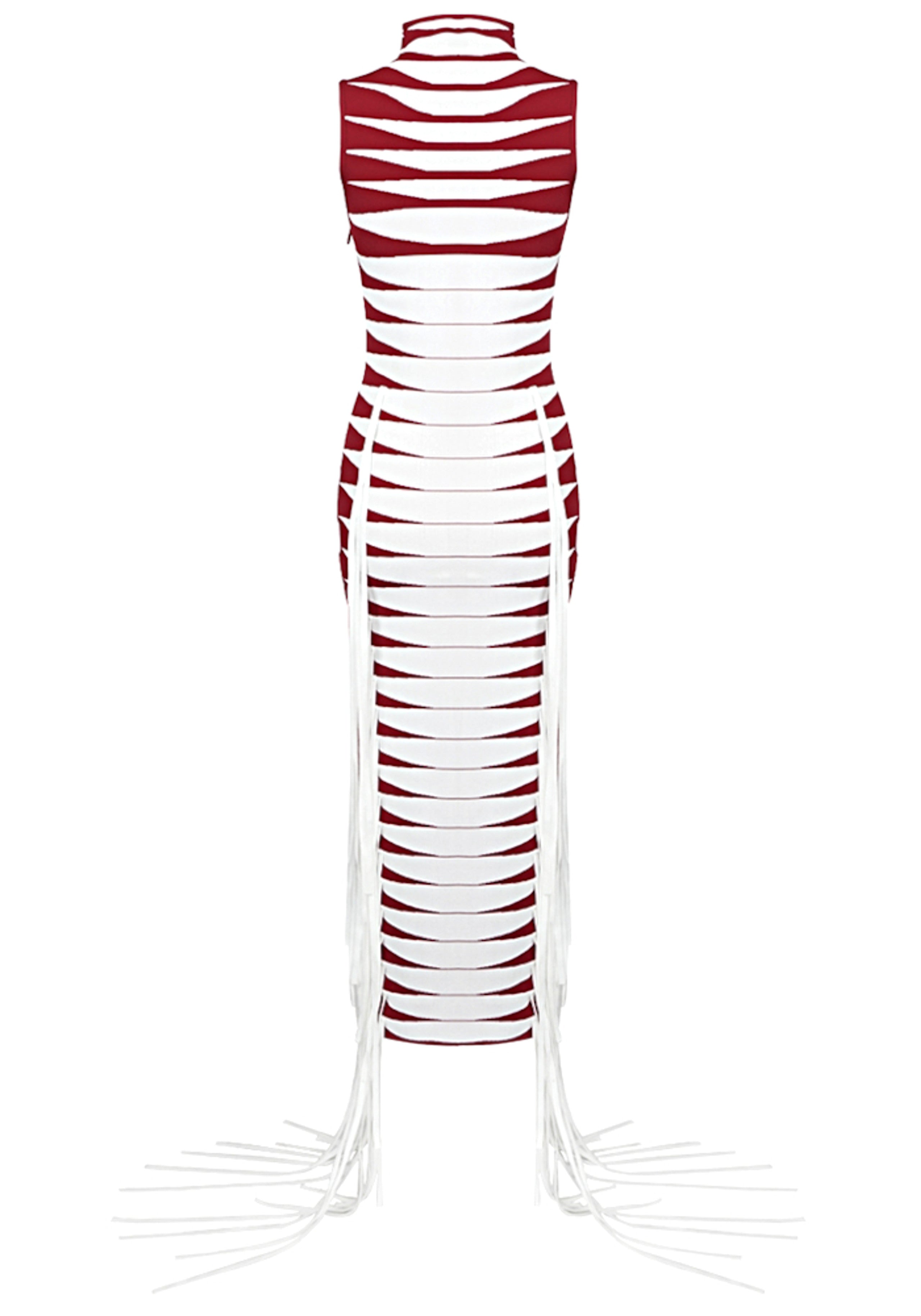 Elyxir Tassel Maxi Dress In White Red