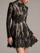 Celestyn Black Floral Lace Mini Dress