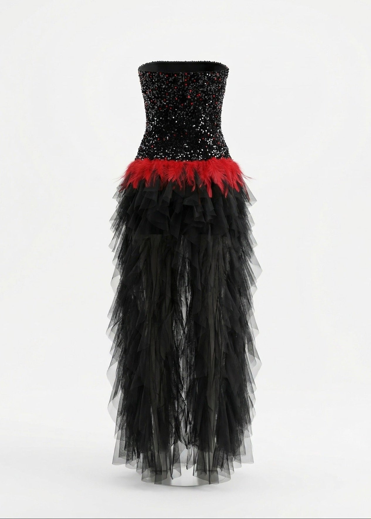 Alfhild Strapless Sequin Ruffle Maxi Dress