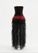 Alfhild Strapless Sequin Ruffle Maxi Dress