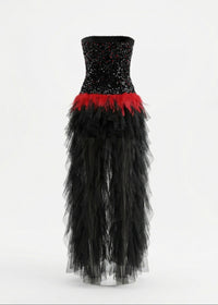 Alfhild Strapless Sequin Ruffle Maxi Dress