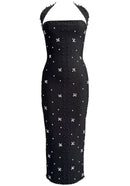 Rebekka Halter Crystal Embellished Maxi Dress In Black